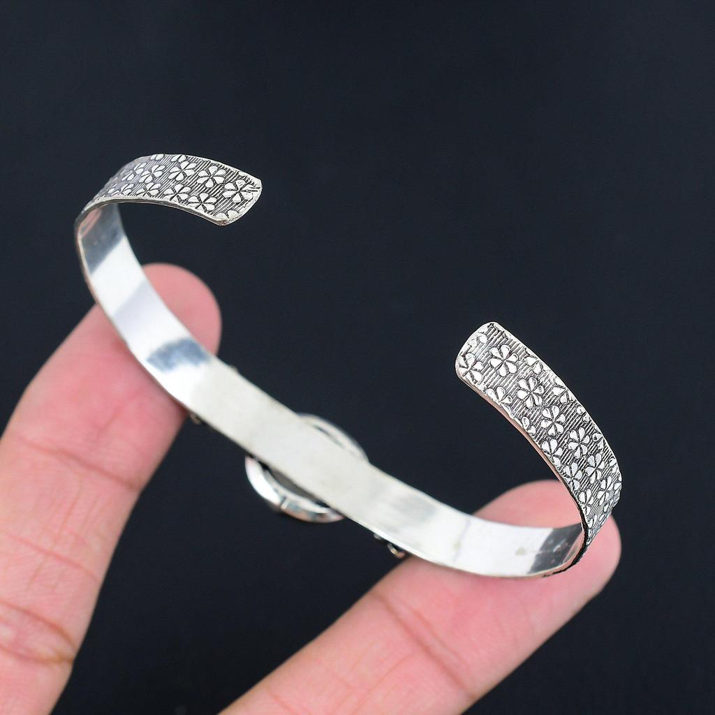 925 Sterling Silver Rainbow Moonstone Stone Mother Ethnic Wedding Bangle Jewelry