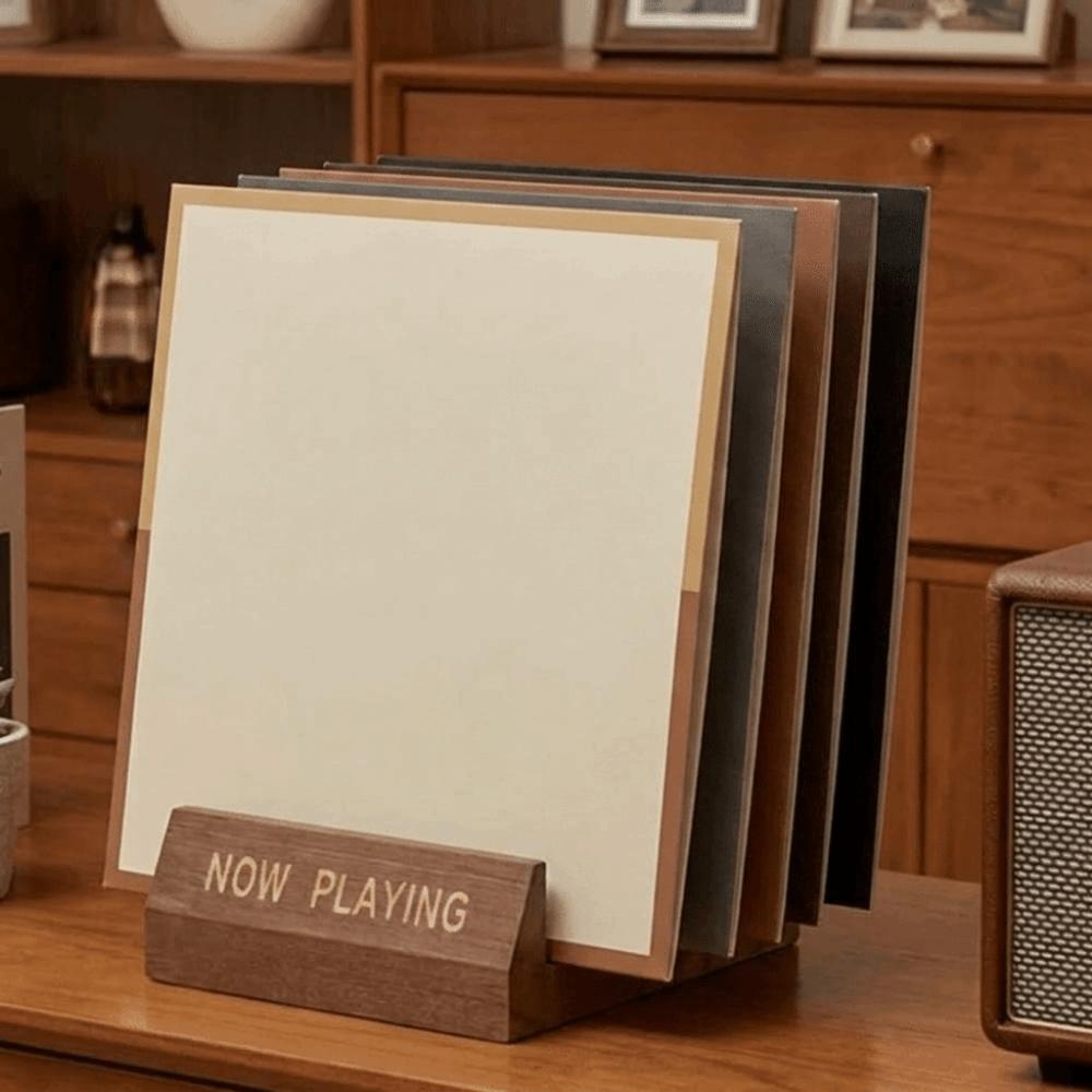 Minimalist Wooden Vinyl Record Holder Single Holder Natural Album Display Holder Decorative Now Playing Stand Music Albums