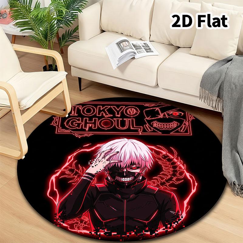 Tokyo Ghoul Runder Teppich Teppich für Wohnzimmer Schlafzimmer Sofa Spielzimmer Dekor Rutschfeste Bodenmatte