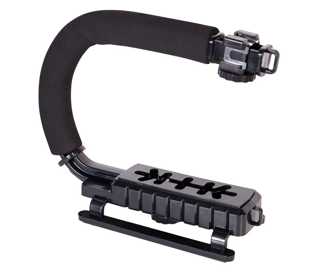 Portable U-Shaped Handheld Stabilizer with Flash Mount for SLR Cameras and Mobile Phones
