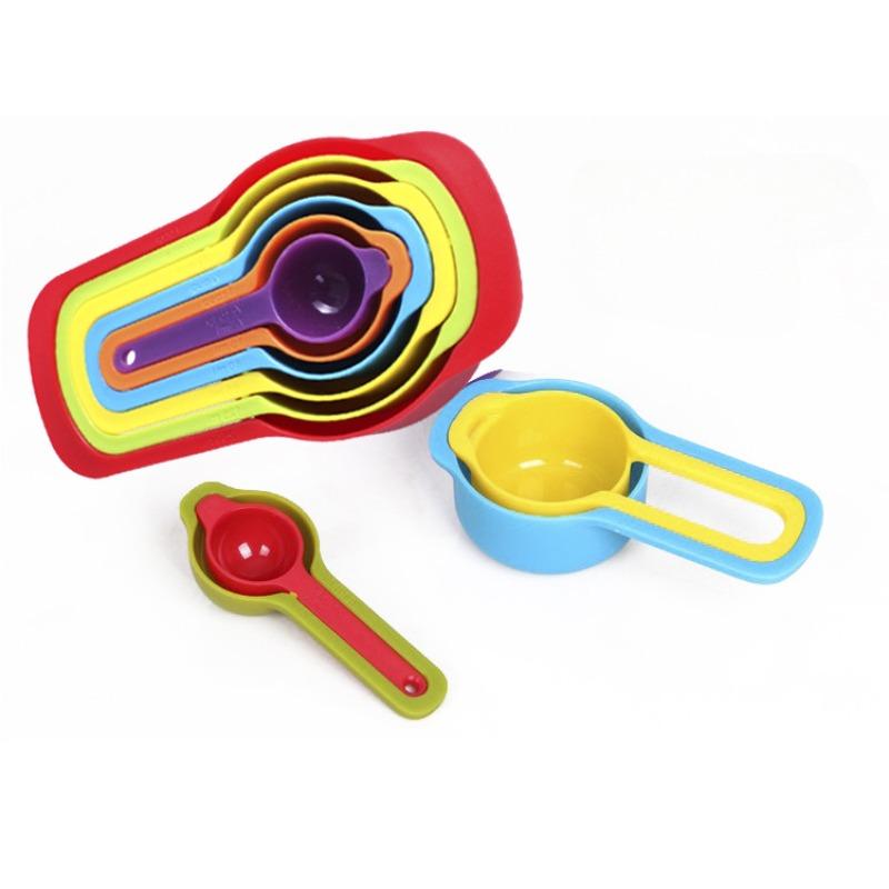 6Pcs Color Box Colored Plastic Measuring Spoon, Measuring Cup with Graduated Measuring Spoon, Baking Tool
