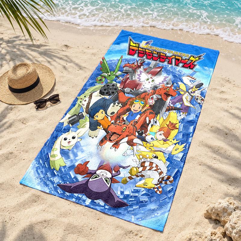 Digimon Microfiber Beach Towel Quick Dry Sand Free Lightweight Beach Towels for Travel Swimming Camping