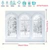2D Bright Snowy Forest Scene Backdrop, Triple Arched Windows View Photography Background