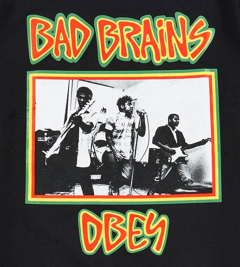 Винтажная футболка унисекс Bad Brains Band X Obey Хлопок Черная Все Размеры BL217 S