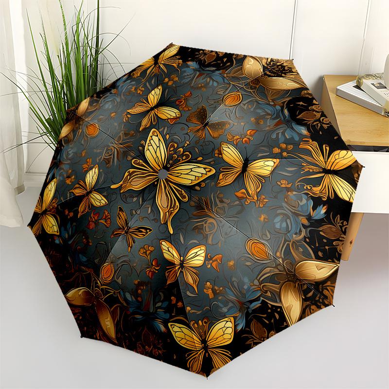 

Golden Butterfly Mandala Wall Art DecorUmbrella, PortableFold Compact Umbrella for Men & Women Gift