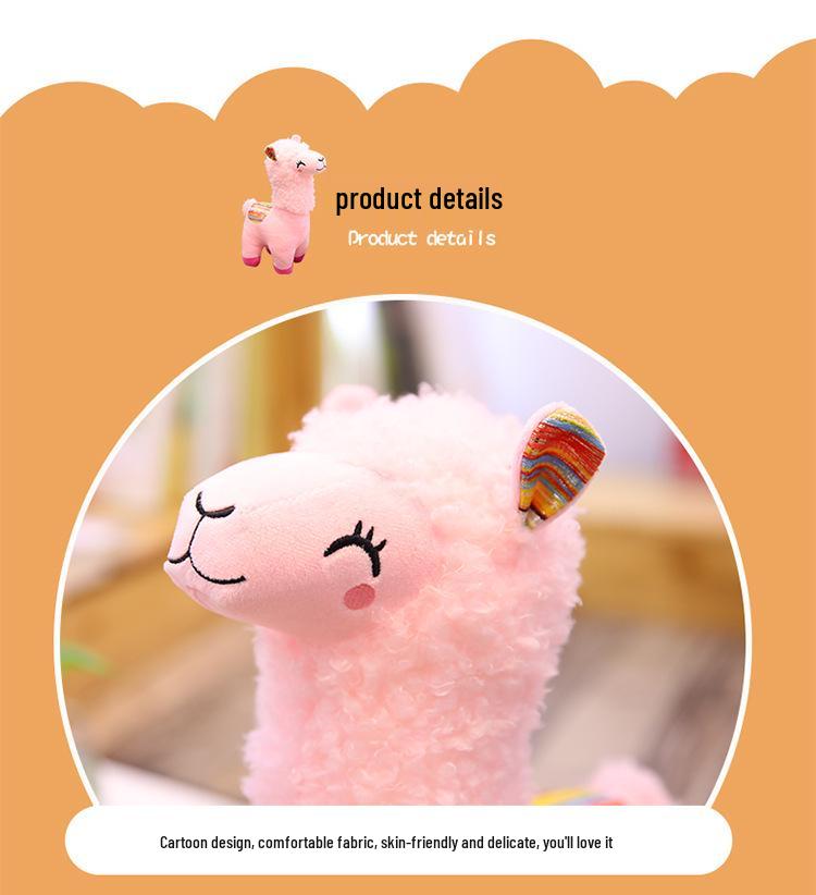Girly Heart Squinting Alpaca Plush Toy | Stuffed Llama Doll for Children
