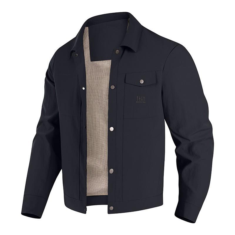 Mens 2026 Corduroy Workwear Jacket With Notched Collar Slim Fit Casual Outerwear In Khaki Red Navy
