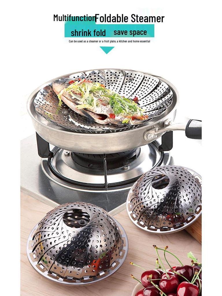 Stainless Steel Retractable Steamer Basket and Draining Rack