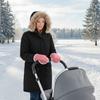 Pink muff gloves for stroller sled insulated fur winter