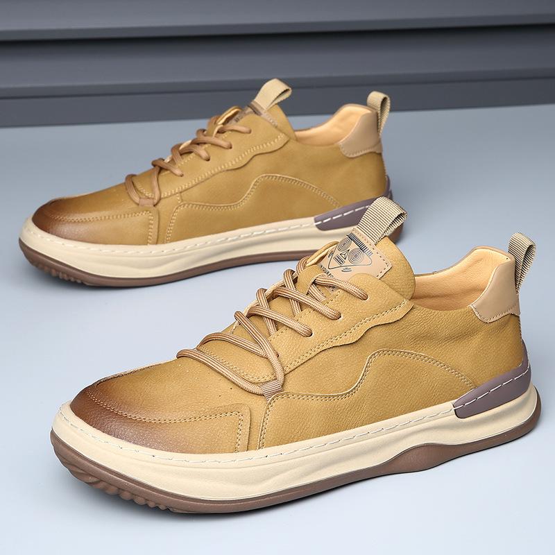 New Leather Men's Shoes Spring Breathable Crooked Clown Shoes Trend Versatile Hollow Casual White Shoes Men's Board Shoes