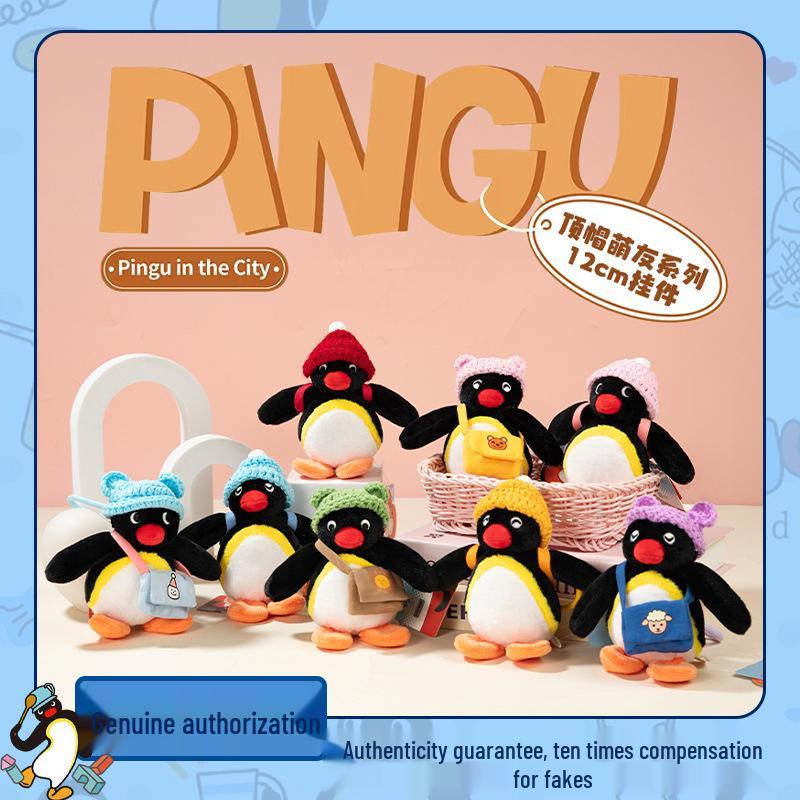 Pingente de Pelúcia Chapéu de Coco Original de Pinguim Boneca Pingente para Mochila Chaveiro Presente