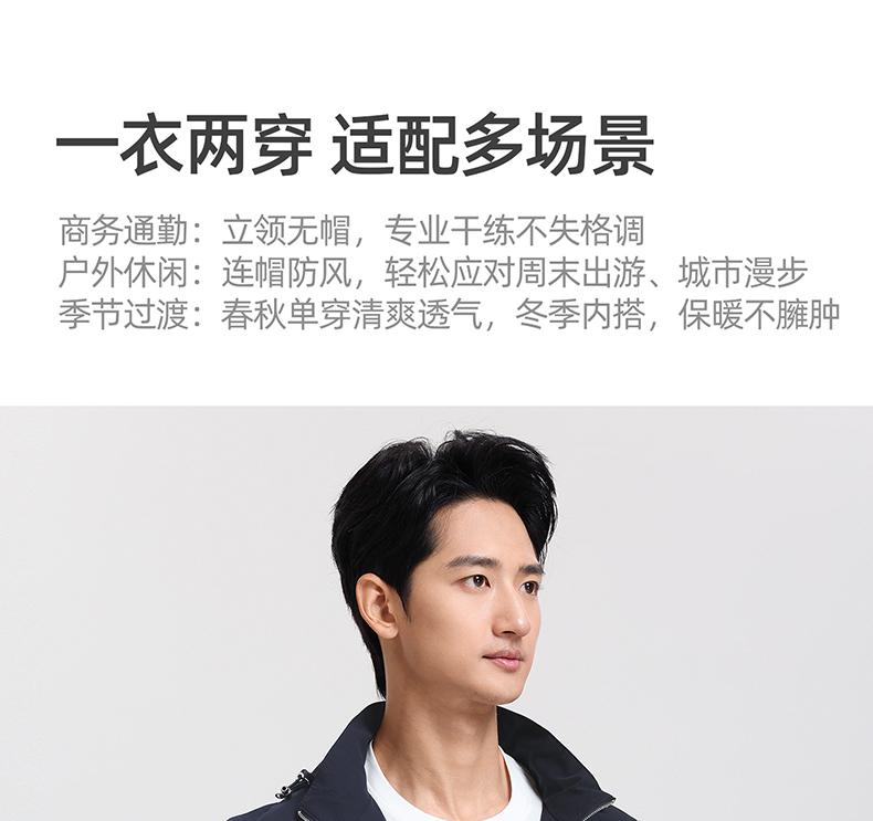 Langdeng Men's Lightweight, Breathable, Easy to Care for, Comfortable and Elastic, Detachable Hat Jacket