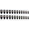 Confezione da 24 Unghie Finte Press On con Design di Gatti Neri Lunghezza Media Lucide Forma a Mandorla Unghie False per Donna Manicure Artigianale