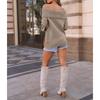 Winter Fall Women Solid Turtleneck Off Shoulder Pullovers Long Sleeve Sweaters Pullover Female Loose Knitted Jumper Outerwear