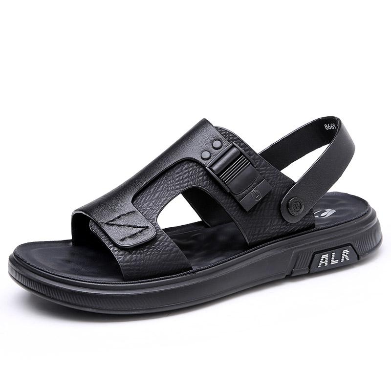 Dual-Purpose Mens Sandals Casual Leather Men Summer Shoes New Size Men's Beach Flats Fashion Quick Dry Male Slippers Half Drag