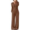 Women's V-Neck Long Sleeve Sweatshirt and Pants Set Casual Two Piece Outfit for Workout and