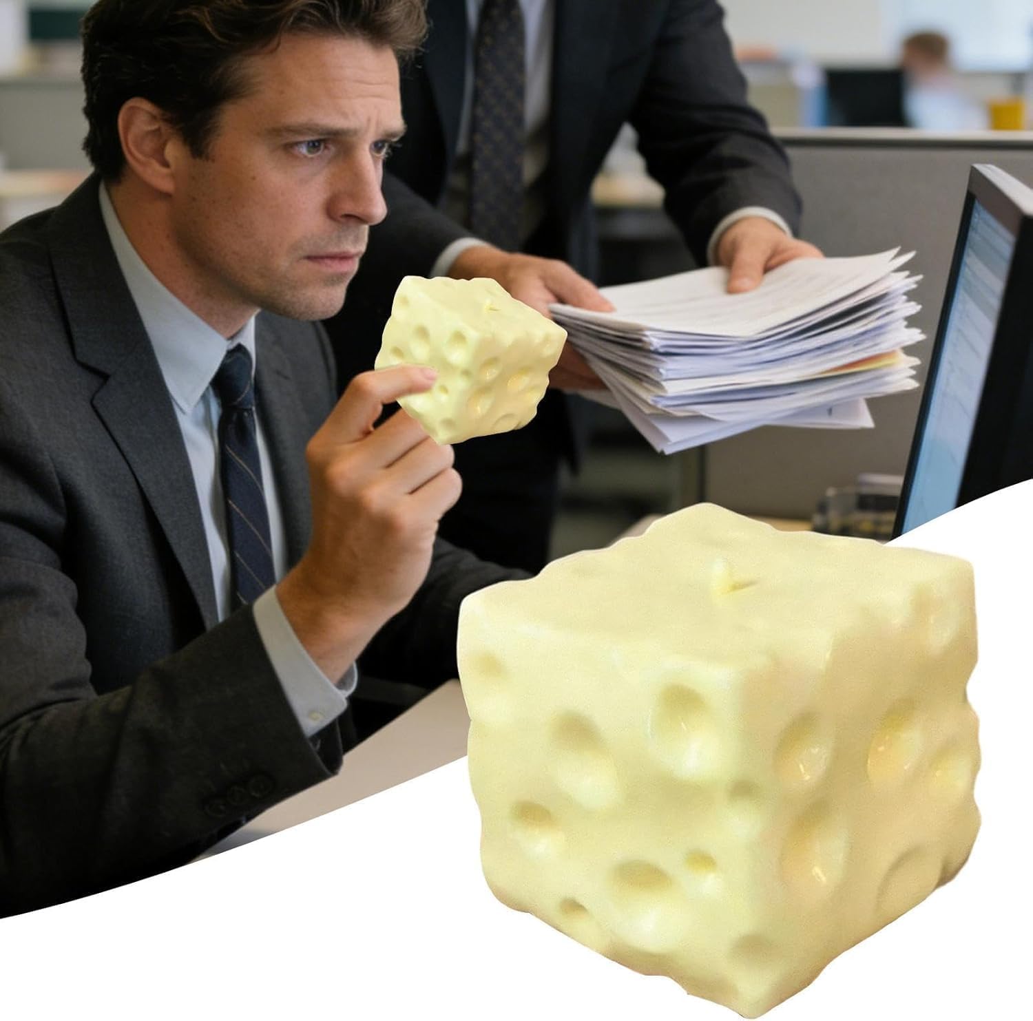 

Toys Thick Maltose Cheese Cube: Big Slow Rebound Squeeze Toy, ASMR Tactile Sensory Fidget, Aesthetic Desk for Anxiety, New