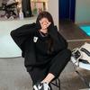Casual Fashionable Sports Suit for Women Spring and Autumn Loose Temperament Sweatshirt and Trousers Two-piece Set