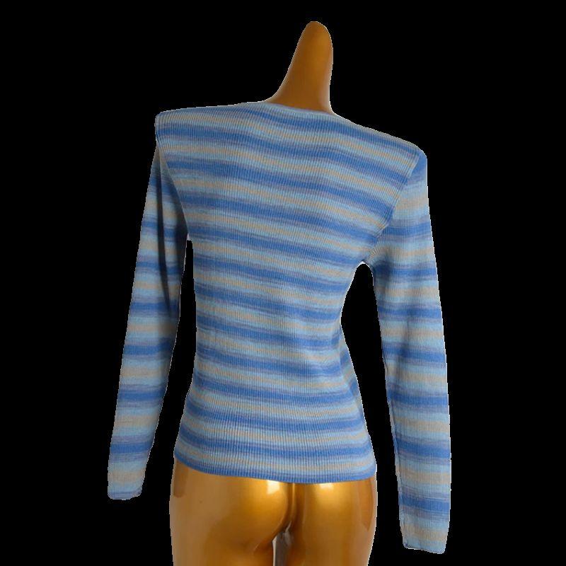 Spring & Fall New Round Neck Rainbow Stripes Long Sleeves Knitwear Women's Clothing Silm Fashion Western Style Shirt Tops