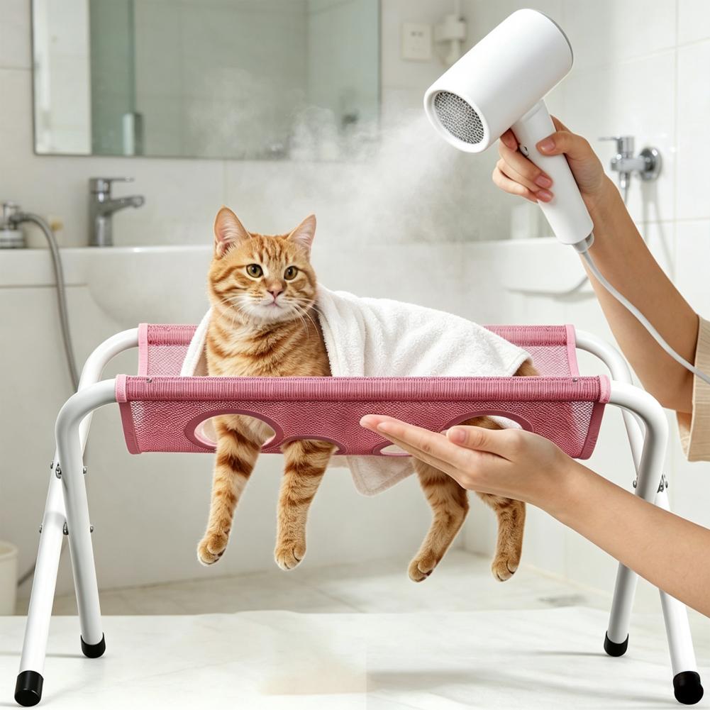 Dog Bathing Helper Pet Grooming Hammock with Stand Folding Mesh Bath Support Rectangular Cat Dog Washing Station for Nail