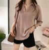 Spring and Summer New Large Size Korean Version Loose and Thin Striped Shirt Women's Seven-quarter Sleeve Top Versatile Hugh