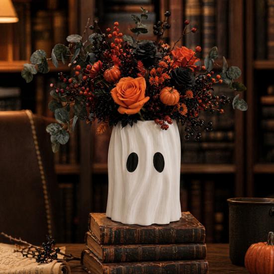 Ghost Planter Planter, Halloween Shaped Bucket, Cute Desktop Candy Whimsical Home Ornament Bowl for Office Shelf, Indoor Party Decor Small Resin Plant