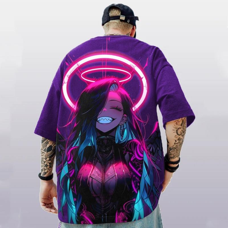 Kurzarm-T-Shirt mit 3D-Anime-Beauty-Print, Street-Trend, Herren-T-Shirt, Sommer, lockere, übergroße, kurzärmelige, schnell trocknende T-Shirts für Männer