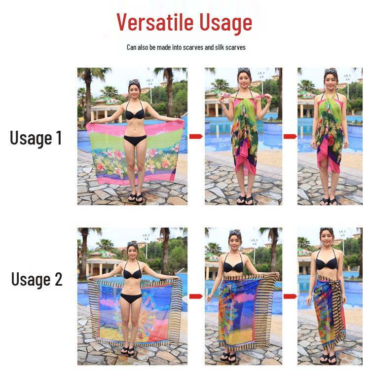 Women's Summer Sand Towel Shawl: Long Mesh Korean Style Sun Protection Scarf
