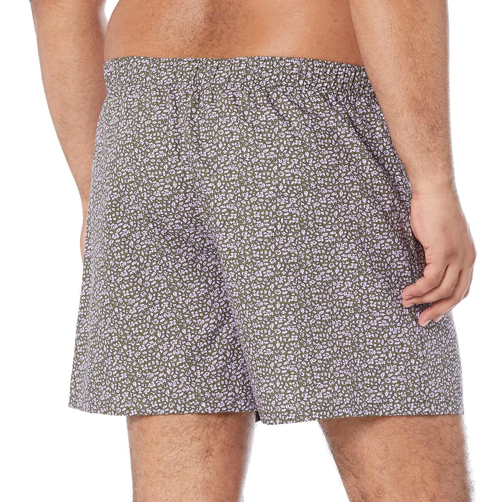 Amazon Essentials 5-Pack Men's Woven Cotton Boxer Briefs/Trunks, Arrow Geo/Olive, Ditsy Floral/Checkered, Bright White, White, XS