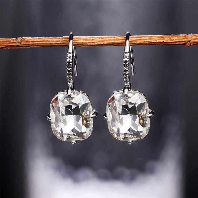 Classic  Sterling  Drop Earrings for Women Big AAA CZ Stone Gorgeous Female Party Jewelry Anniversary Gift