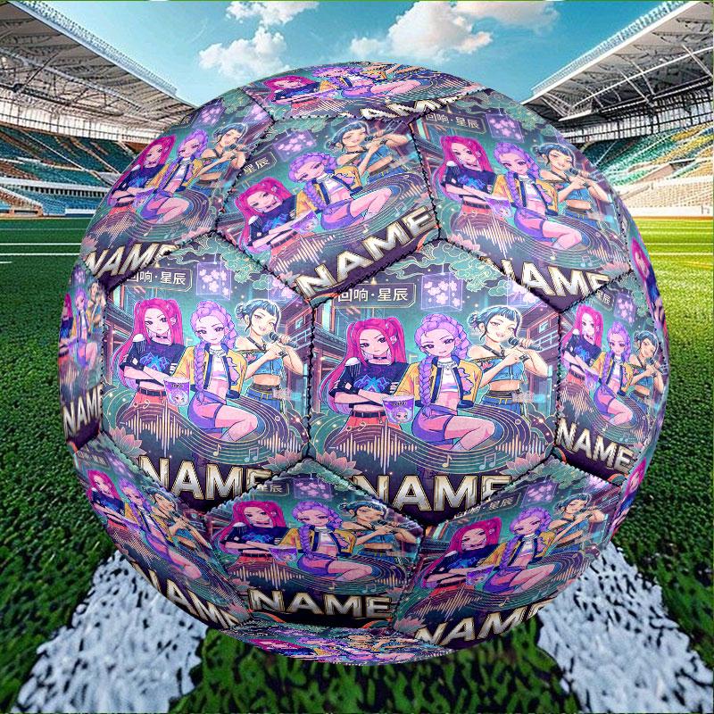 Custom Name Personalized Kpop Demon Hunter Print Size 5 Soccer Ball Training & Match Football, for Team, Kicking, Gift for Football Enthusiasts
