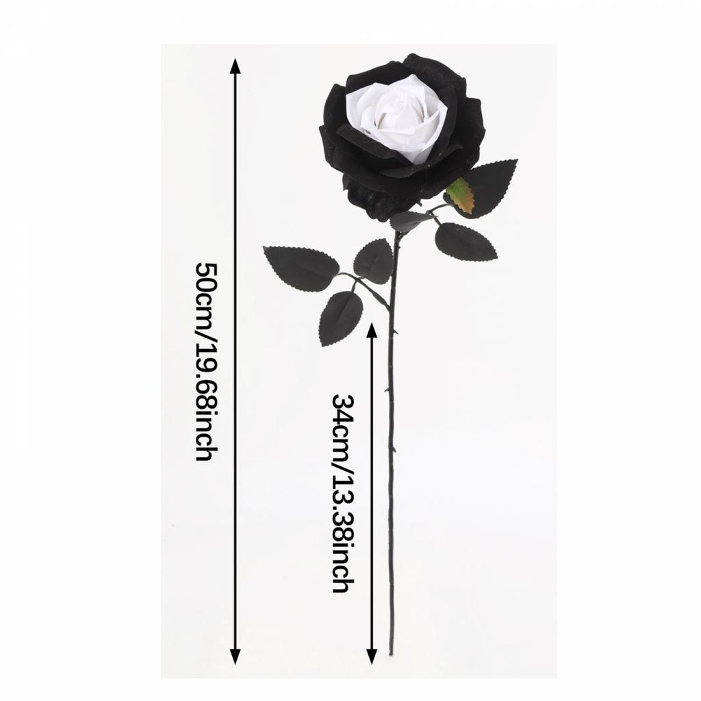 Black Silk Roses Bouquet with Stems for Halloween Party Decorations and Table Centerpieces Artificial Flowers for Home