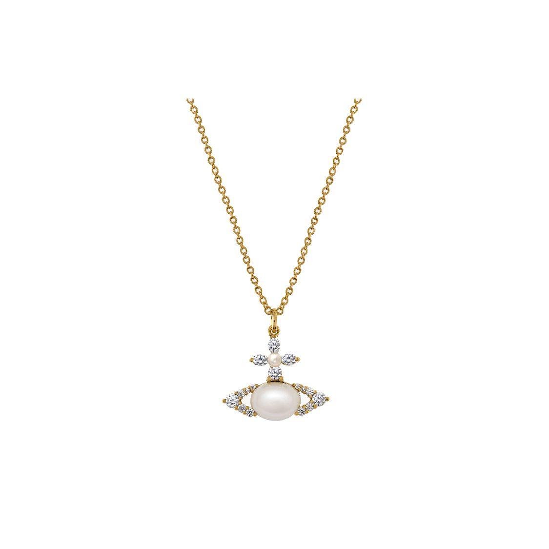 

Vivienne Westwood Ada Pendant Saturn Resin Coated Pearl Brass Necklace Women necklace Gold 630203BQ02R657R657 Box+Shopping Bag