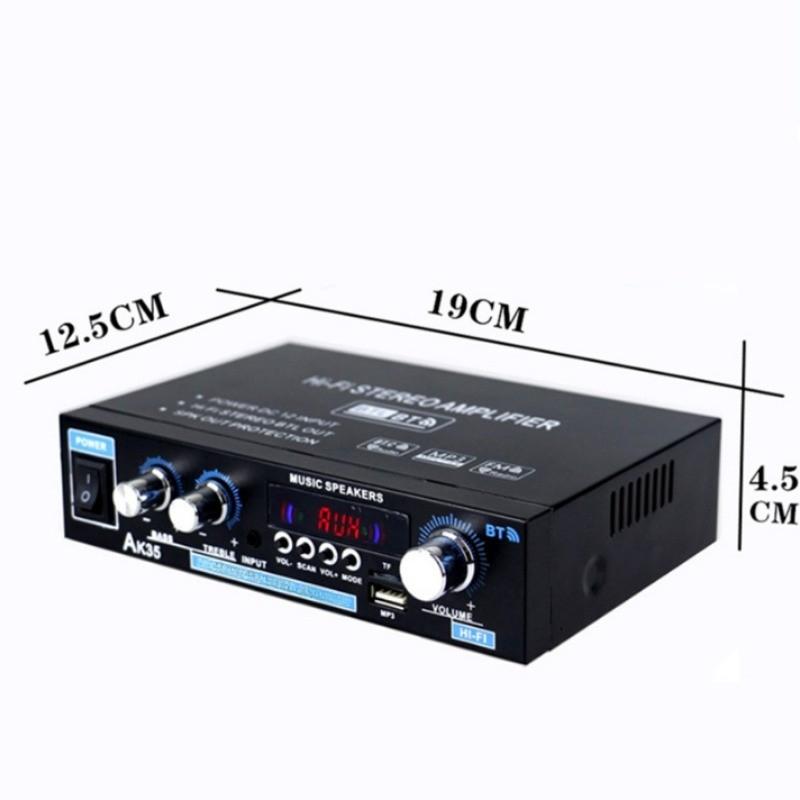 AK35 Two Channel Car Digital Amplifier Bluetooth Stereo Audio Amplifier Home Karaoke Sound System 12.5X19X4.5CM
