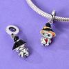 Original Copper Halloween Skeleton Witch Bat Pumpkin Charms Beads Skull Dangle Fit Women Original Bangle Bracelet