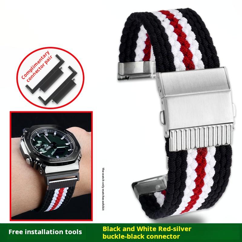 High Quality Elastic Nylon Watchband For Casio G-SHOCK GA-2100 2110 GM-2100 Series Modified Nylon Canvas Watch Strap Accessories
