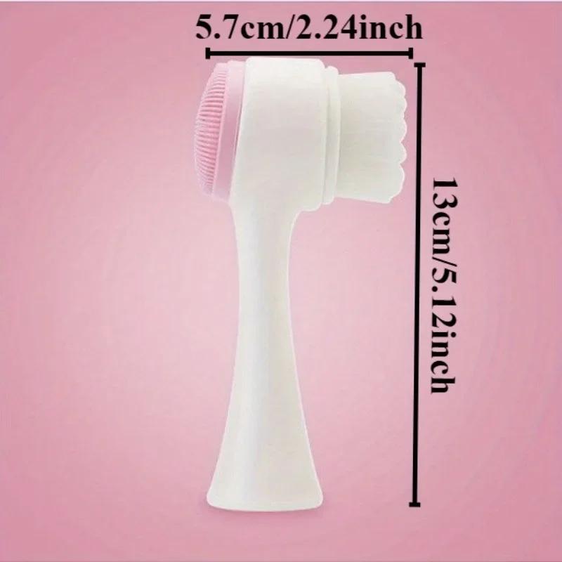 1Pc Double-sided Silicone and Soft Bristle Face Wash Brush Facial Exfoliation Pores Deep Cleaning Brush