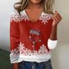 Women's Cute Sweatshirt Knitted Fashion Casual V-neck Long-sleeved Cozy Print Top