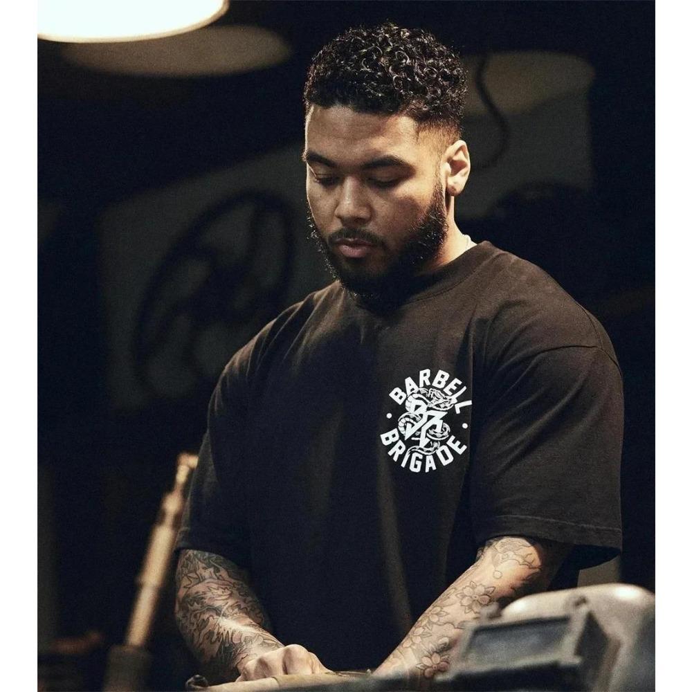 Barbell Brigade Men Snake T-shirts Sports Leisure Cotton Oversized T Shirt Fashion Mens Gym Clothing Running Training Tee Tops
