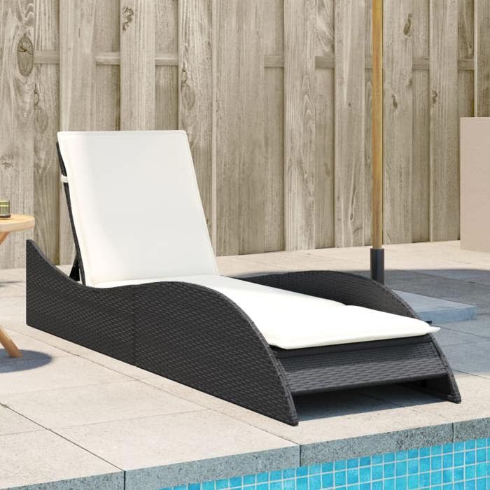 VidaXL Chaise Longue avec Coussins, Lit de Repos avec Dossier Réglable, Bain de Soleil, Meuble de Jardin Extérieur, Moderne, 368278