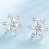 Zircon Snowflake Stud Earrings for Women - European & American Style, Christmas Copper-Plated Silver Jewelry with Mini Diamond Accents.