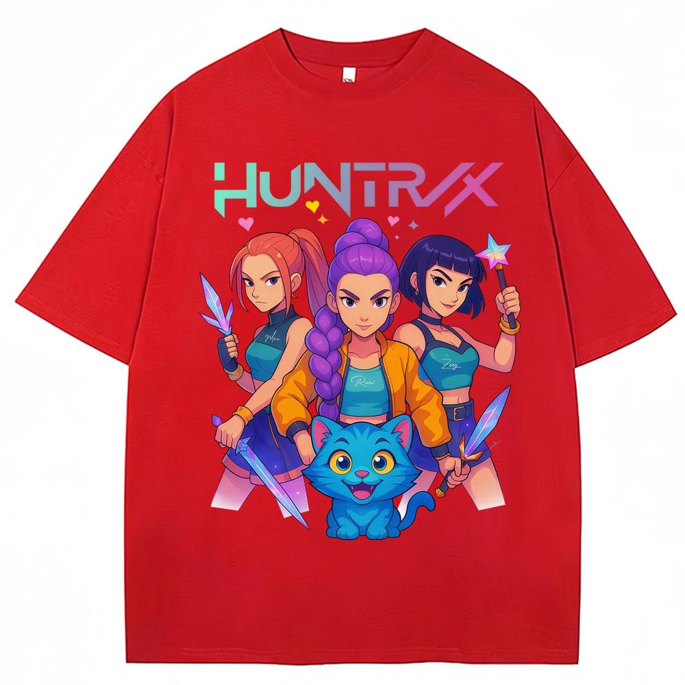 Kpop Anime Demon Hunters Huntrix Derpy Tiger Tshirt Men Women Aesthetic Vintage T Shirts Oversized Cotton Classic Street T-shirt