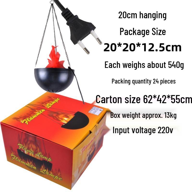 

30cm Retro Hanging Flame Lamp: Realistic Halloween Fire Bowl Chandelier Prop