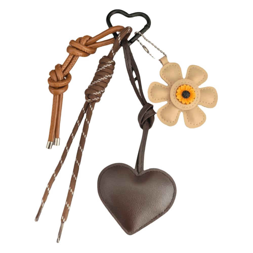 Sunflower Flower Heart Keychain Vintage Bag Ornament Fashion Bag Hanging Keys