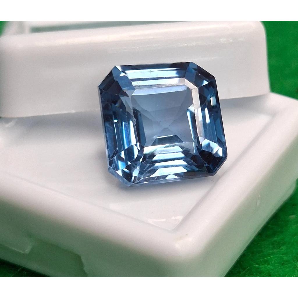Asscher Natural Teal Blue Tourmaline 11-13 Ct VVS Certified Loose Gemstone
