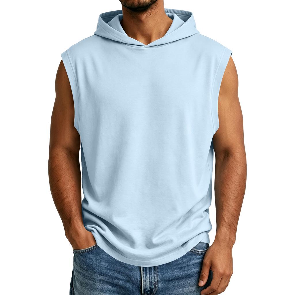 Men's Summer Sleeveless Hoodie Casual Hooded Tank Top For Gym Workout