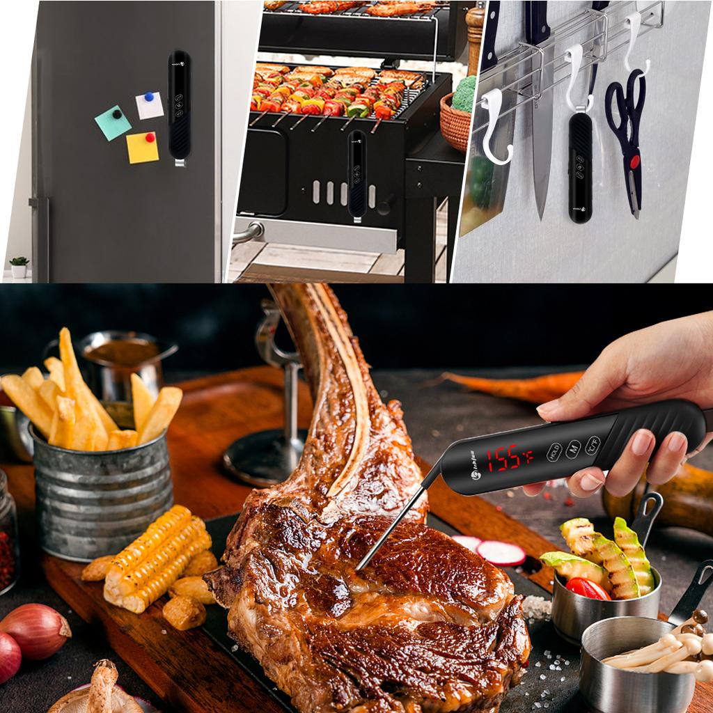 Īpaši - Liela atlaide Virtuves gaļas termometrs Digitāls BBQ ēdiena ūdens piena mērītājs Salokāms cepeškrāsns gatavošanas rīks ar magnētu