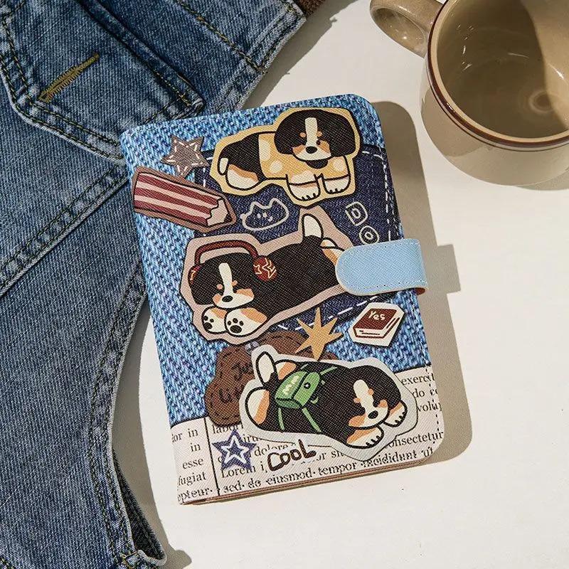 Cute Cartoon PU Passport Cover for Travel, Multi-Functional ID Card Holder Wallet, Portable Ticket & Credit Card Organizer
