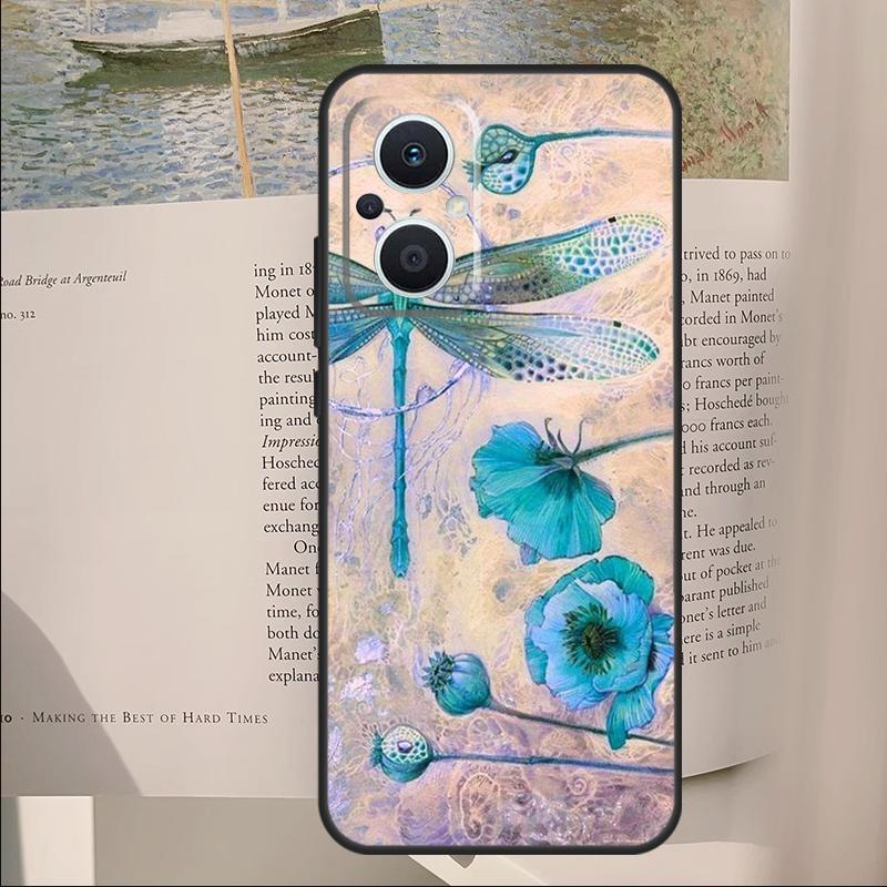 Libellenmuster Hülle für OPPO Reno 14F 11F 12F 13F 10 11 12 13 14 Pro 7 8 Lite OPPO Find X6 X8 X9 Pro Hülle