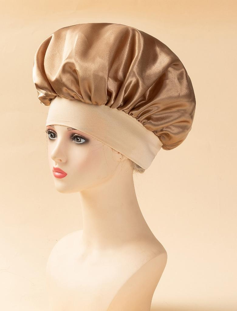 New Soft Silk Satin Lined Bonnet Large Satin Hair Bonnet Household Sleep Shower Cap Hair Wrap Cover for Long Hair Salon Tool